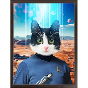 MISTER SPOOK - BEAMING DOWN - Star Trek Inspired Custom Pet Portrait Framed Satin Paper Print