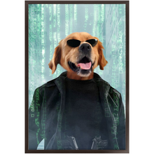 Load image into Gallery viewer, Neo Barksist - The Matrix Inspired Custom Pet Portrait Framed Satin Paper Print
