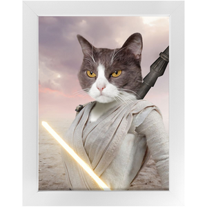 Light Rey - Rey Skywalker & Star Wars Inspired Custom Pet Portrait Framed Satin Paper Print