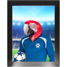 Load image into Gallery viewer, Get Your Kicks- Football, Soccer Player Inspired Custom Pet Portrait Framed Satin Paper Print