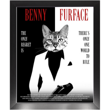 Load image into Gallery viewer, FURFACE Movie Poster - Scarface Inspired Custom Pet Portrait Framed Satin Paper Print