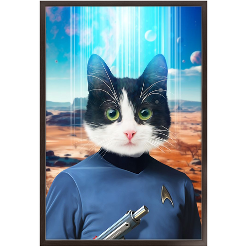 MISTER SPOOK - BEAMING DOWN - Star Trek Inspired Custom Pet Portrait Framed Satin Paper Print