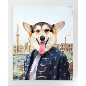 Canal Desire - Old Renaissance Inspired Custom Pet Portrait Framed Satin Paper Print