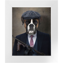 Load image into Gallery viewer, Big Jobs - Peaky Blinders &amp; Gangster Inspired Custom Pet Portrait Framed Satin Paper Print