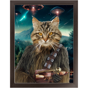 WOOFIE IN SPACE - Chewbacca & Star Wars Inspired Custom Pet Portrait Framed Satin Paper Print