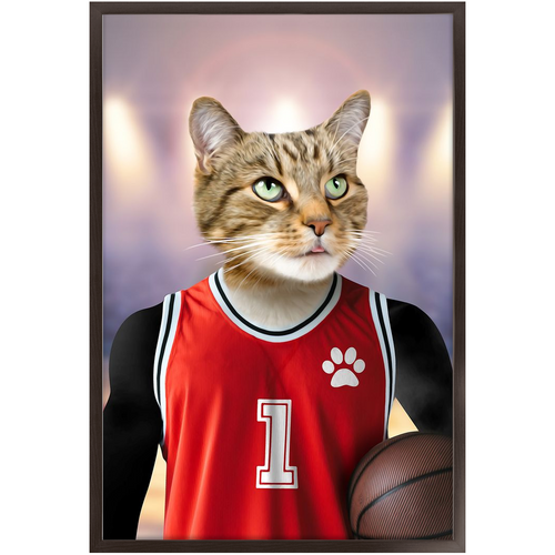 Hoopla- Basketball Player & Sports Inspired Custom Pet Portrait Framed Satin Paper Print