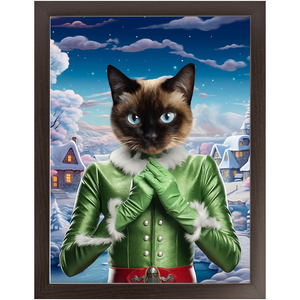 SNOWFLAKE - Christmas elf Inspired Custom Pet Portrait Framed Satin Paper Print