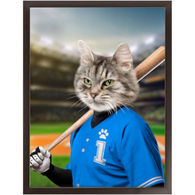 Load image into Gallery viewer, Hard Hitter - Baseball Player &amp; Sports Inspired Custom Pet Portrait Framed Satin Paper Print