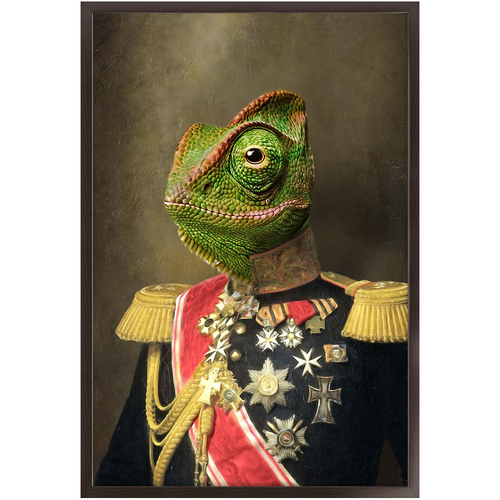 GENERAL LEE AMESS - Renaissance Inspired Custom Pet Portrait Framed Satin Paper Print