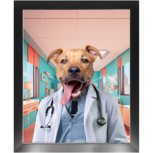 LOVE DOCTOR - Doctor Inspired Custom Pet Portrait Framed Satin Paper Print