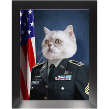 Load image into Gallery viewer, COMMANDEAR - Military Air Force Officer Inspired Custom Pet Portrait Framed Satin Paper Print