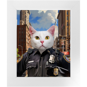 ON THE BEAT - Police Uniform Inspired Custom Pet Portrait Framed Satin Paper Print