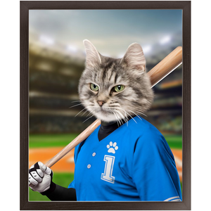 Hard Hitter - Baseball Player & Sports Inspired Custom Pet Portrait Framed Satin Paper Print