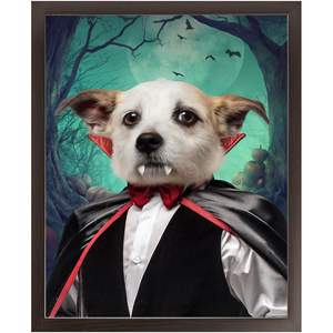 Count Meowt - Count Dracula Inspired Custom Pet Portrait Framed Satin Paper Print