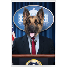 Load image into Gallery viewer, Pawsential - Dog As President Custom Pet Portrait Framed Satin Paper Print