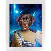 Load image into Gallery viewer, LIEUTENANT WOOF IN SPACE - Star Trek Inspired Custom Pet Portrait Framed Satin Paper Print