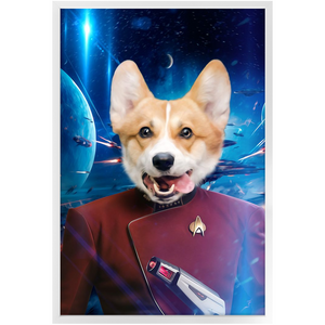 CAPTAIN DIGYARD IN SPACE - Star Trek Inspired Custom Pet Portrait Framed Satin Paper Print