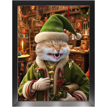Load image into Gallery viewer, SANTA&#39;S LITTLE HELPER - Christmas Elf Inspired Custom Pet Portrait Framed Satin Paper Print