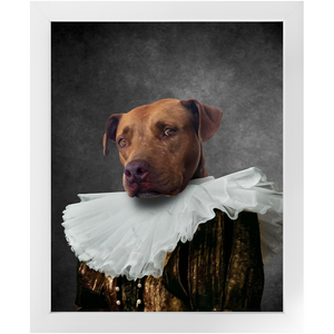 Duchess Courage - Renaissance Inspired Custom Pet Portrait Framed Satin Paper Print