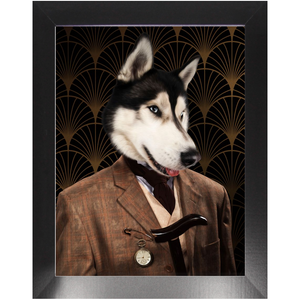 Dappers - Art Deco Inspired Custom Pet Portrait Framed Satin Paper Print