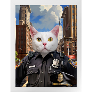 ON THE BEAT - Police Uniform Inspired Custom Pet Portrait Framed Satin Paper Print