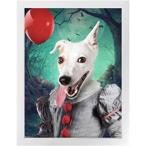 Manypies - Halloween, IT & Clown Inspired Custom Pet Portrait Framed Satin Paper Print