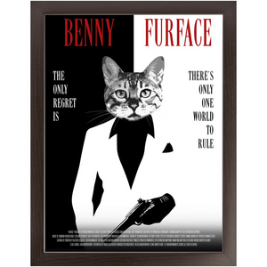 FURFACE Movie Poster - Scarface Inspired Custom Pet Portrait Framed Satin Paper Print