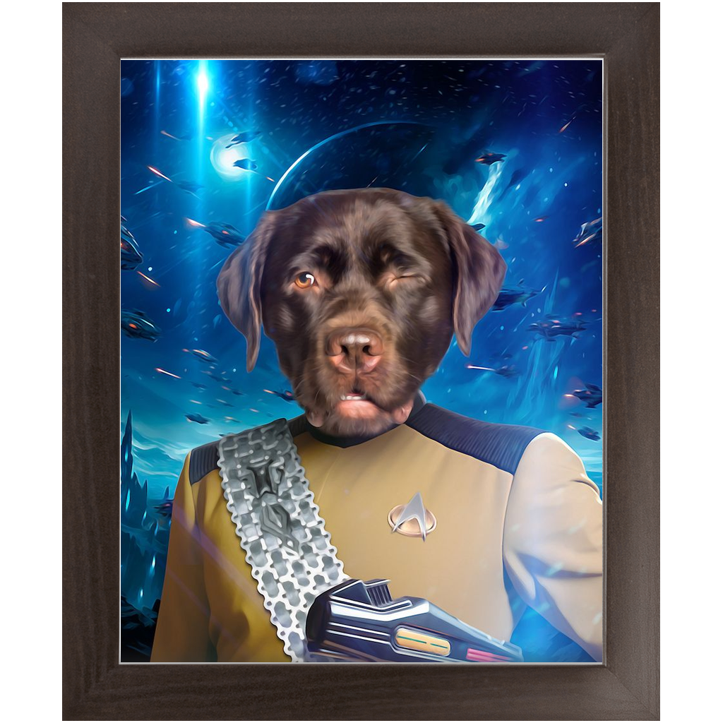LIEUTENANT WOOF IN SPACE - Star Trek Inspired Custom Pet Portrait Framed Satin Paper Print
