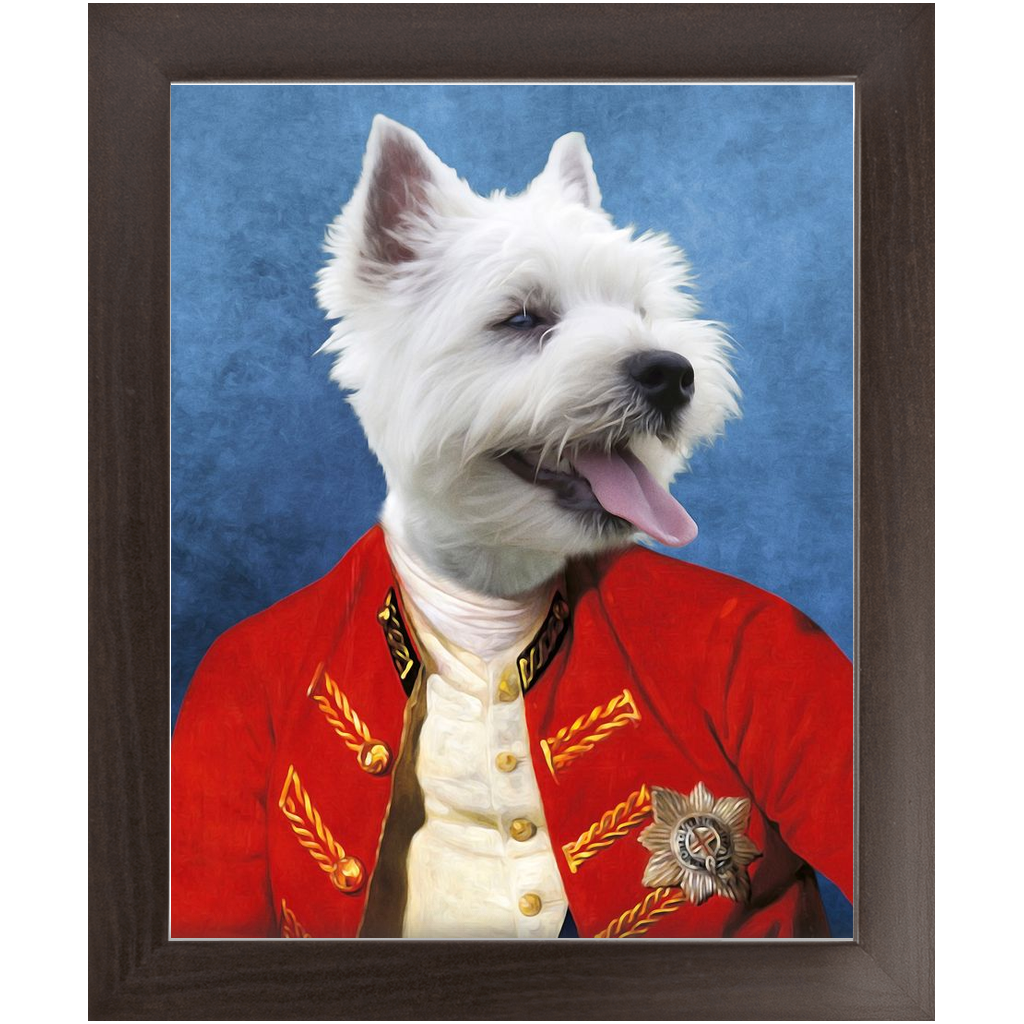 Commander In Mischief - Renaissance Inspired Custom Pet Portrait Framed Satin Paper Print