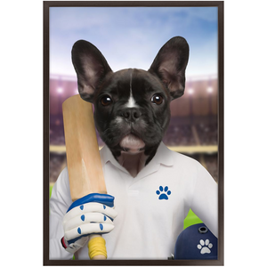 Howzat- Cricket Player & Sports Inspired Custom Pet Portrait Framed Satin Paper Print