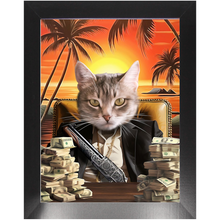Load image into Gallery viewer, SAY HELLO TO MY LITTLE FRIEND - Scarface Inspired Custom Pet Portrait Framed Satin Paper Print