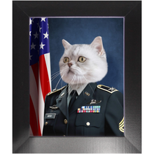 Load image into Gallery viewer, COMMANDEAR - Military Air Force Officer Inspired Custom Pet Portrait Framed Satin Paper Print
