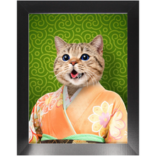 Load image into Gallery viewer, Orenjisan - Japanese Geisha &amp; Kimono Inspired Custom Pet Portrait Framed Satin Paper Print