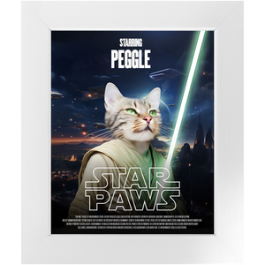 STAR PAWS Movie Poster - Star Wars Inspired Custom Pet Portrait Framed Satin Paper Print