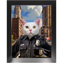 Load image into Gallery viewer, ON THE BEAT - Police Uniform Inspired Custom Pet Portrait Framed Satin Paper Print