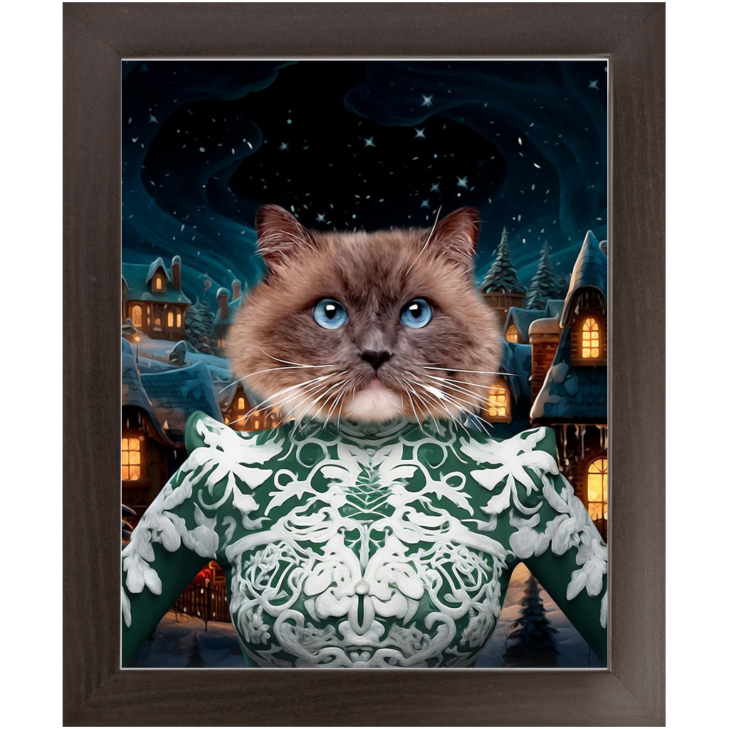 CHRISTMAS CRACKER 13 - Christmas Inspired Custom Pet Portrait Framed Satin Paper Print