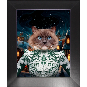 CHRISTMAS CRACKER 13 - Christmas Inspired Custom Pet Portrait Framed Satin Paper Print