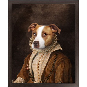 BARONESS OF BROWN - Renaissance Inspired Custom Pet Portrait Framed Satin Paper Print