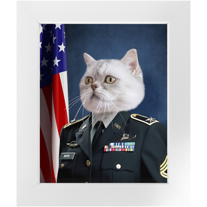 COMMANDEAR - Military Air Force Officer Inspired Custom Pet Portrait Framed Satin Paper Print