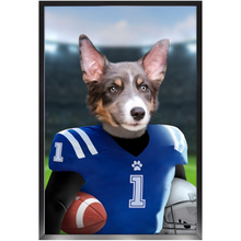 Load image into Gallery viewer, Putting On The Blitz - American Football &amp; Gridiron Inspired Custom Pet Portrait Framed Satin Paper Print