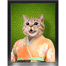 Load image into Gallery viewer, Orenjisan - Japanese Geisha &amp; Kimono Inspired Custom Pet Portrait Framed Satin Paper Print