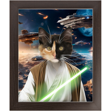 Load image into Gallery viewer, FLUKE CARCHASER IN SPACE - Jedi Luke Skywalker &amp; Star Wars Inspired Custom Pet Portrait Framed Satin Paper Print