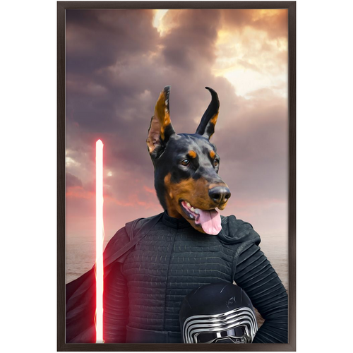 Bark Lord - Kylo Ren & Star Wars Inspired Custom Pet Portrait Framed Satin Paper Print