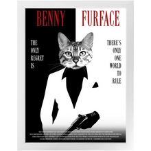 Load image into Gallery viewer, FURFACE Movie Poster - Scarface Inspired Custom Pet Portrait Framed Satin Paper Print