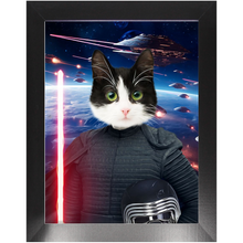 Load image into Gallery viewer, BARK LORD IN SPACE - Kylo Ren &amp; Star Wars Inspired Custom Pet Portrait Framed Satin Paper Print