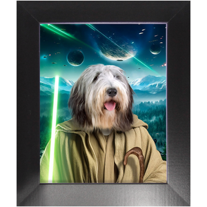 YO, DOG! IN SPACE - Yoda & Star Wars Inspired Custom Pet Portrait Framed Satin Paper Print