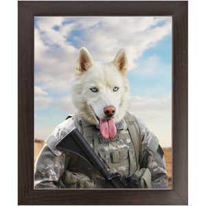 DESSERT STORM - Military Marine Inspired Custom Pet Portrait Framed Satin Paper Print