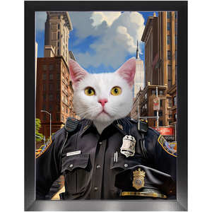 ON THE BEAT - Police Uniform Inspired Custom Pet Portrait Framed Satin Paper Print