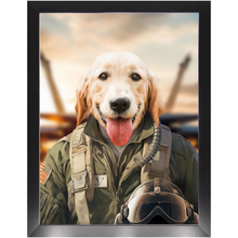 Load image into Gallery viewer, DANGER BONE - Air Force Fighter Pilot Inspired Custom Pet Portrait Framed Satin Paper Print