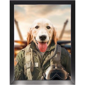 DANGER BONE - Air Force Fighter Pilot Inspired Custom Pet Portrait Framed Satin Paper Print